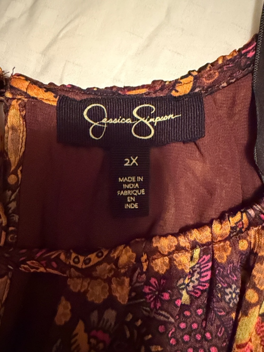 Jessica Simpson Burgundy, Brown and Mustard Paisley Maxi Dress - Picture 2 of 5